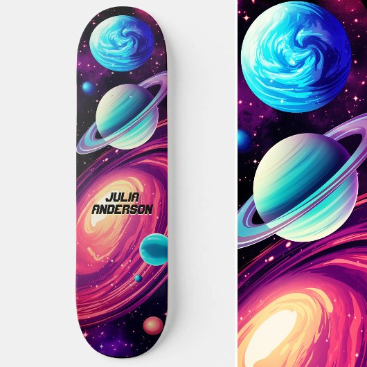 Kosmisch Universum Planeten Galaxy Roze & Blauw Persoonlijk Skateboard