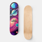 Kosmisch Universum Planeten Galaxy Roze & Blauw Persoonlijk Skateboard (Voorkant)