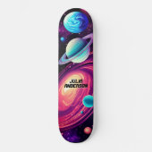 Kosmisch Universum Planeten Galaxy Roze & Blauw Persoonlijk Skateboard (Voorkant)