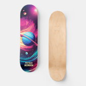 Kosmisch Universum Planeten Roze & Blauw Persoonlijk Skateboard (Voorkant)