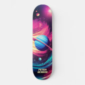 Kosmisch Universum Planeten Roze & Blauw Persoonlijk Skateboard (Voorkant)