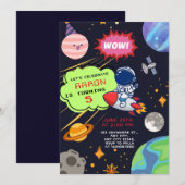 Kosmisch verjaardagsavontuur met astronaut kaart (Voorkant / Achterkant)