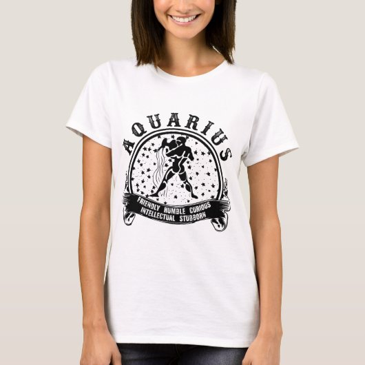 Kosmisch Visionair: Aquarius Zodiac T-shirt (Voorkant)