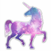 Kosmisch, waterverf, sterrenstelsel, eenhoorn, kos sticker (Voorkant)