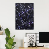 Kosmisch web zilveren bollen abstracte poster (Thuiskantoor)