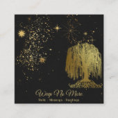 ** Kosmisch - Weeping Willow Tree Gold Universe Vierkante Visitekaartje (Voorkant)