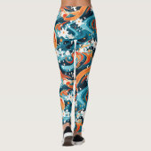 Kosmisch Wervelende Sterrenstelsel Retro Abstract  Leggings (Achterkant)