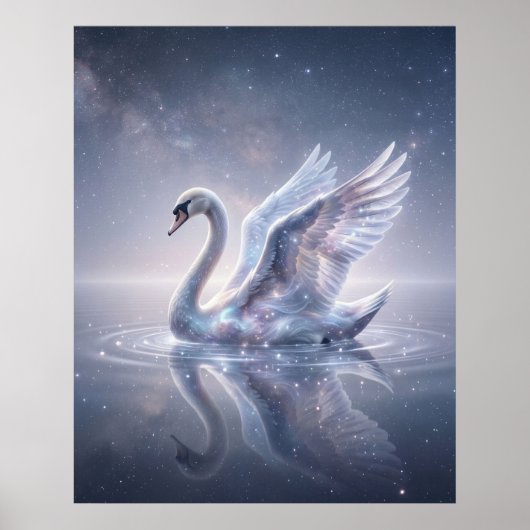 Kosmisch Zwanen Spiegelmeer Poster (Voorkant)