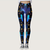 Kosmische 80s Synth Android Robot Ruimterobot Leggings (Voorkant)