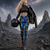 Kosmische 80s Synth Android Robot Ruimterobot Leggings