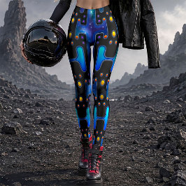 Kosmische 80s Synth Android Robot Ruimterobot Leggings