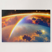 Kosmische Aarde Afmetingen met Regenbogen en Sterr Legpuzzel (Horizontaal)