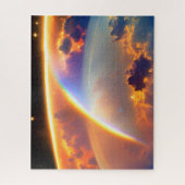 Kosmische Aarde Afmetingen met Sterren en Regenbog Legpuzzel (Verticaal)