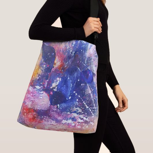 Kosmische Abstracte Cat Dreamscape Crossbody Tas (Dichtbij)