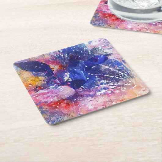 Kosmische Abstracte Cat Dreamscape Kartonnen Onderzetters (Schuin)