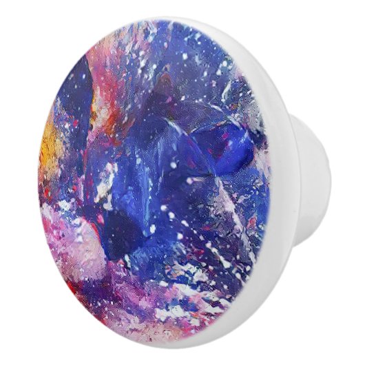 Kosmische Abstracte Cat Dreamscape Keramische Knop (Rechts)