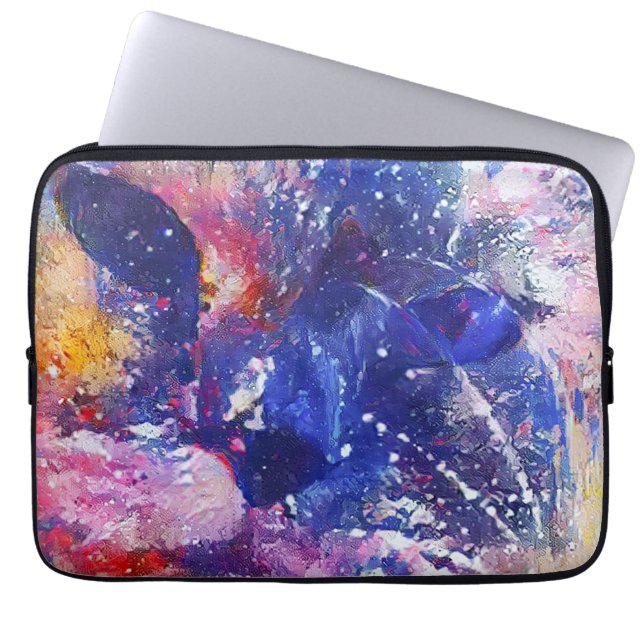 Kosmische Abstracte Cat Dreamscape Laptop Sleeve (Voorkant)