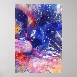 Kosmische Abstracte Cat Dreamscape Poster