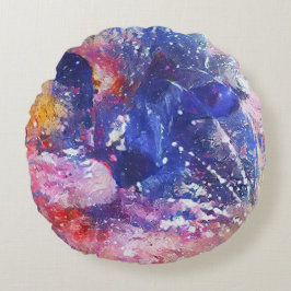 Kosmische Abstracte Cat Dreamscape Rond Kussen