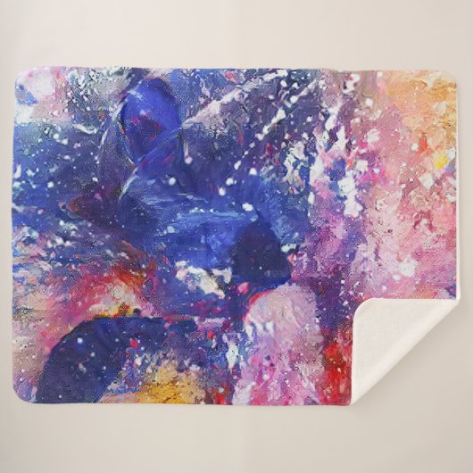 Kosmische Abstracte Cat Dreamscape Sherpa Deken (Voorkant (horizontaal))