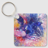 Kosmische Abstracte Cat Dreamscape Sleutelhanger (Voorkant)