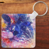 Kosmische Abstracte Cat Dreamscape Sleutelhanger (Achterkant)