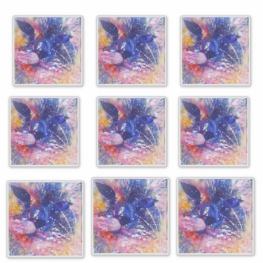 Kosmische Abstracte Cat Dreamscape Sticker (Voorkant)