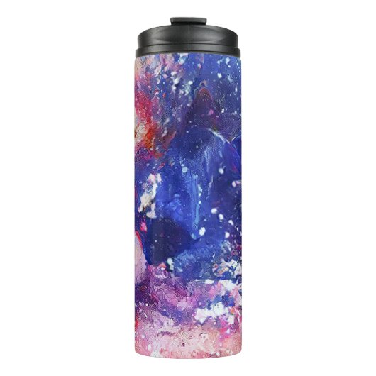 Kosmische Abstracte Cat Dreamscape Thermosbeker (Voorkant)