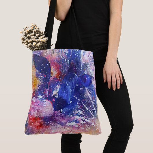 Kosmische Abstracte Cat Dreamscape Tote Bag (Dichtbij)
