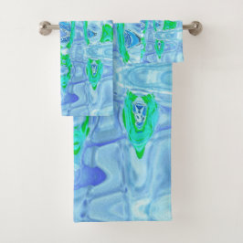 Kosmische Abstracte Lavendel Grijs Retro Ripples Bad Handdoek