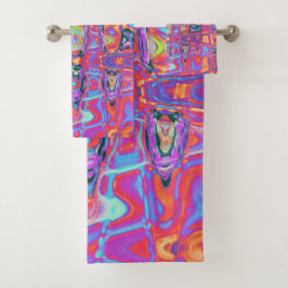 Kosmische Abstracte Regenboog Kleuren Retro Rimpel Bad Handdoek