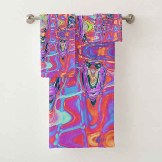 Kosmische Abstracte Regenboog Kleuren Retro Rimpel Bad Handdoek (Insitu)