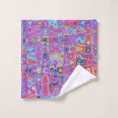 Kosmische Abstracte Regenboog Kleuren Retro Rimpel Bad Handdoek (Wasdoekje)