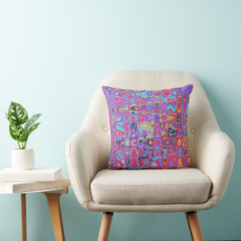 Kosmische Abstracte Regenboog Kleuren Retro Rimpel Kussen