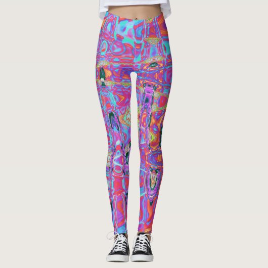 Kosmische Abstracte Regenboog Kleuren Retro Rimpel Leggings (Voorkant)