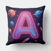 🚀 Kosmische Alfabet Letter A Raketten Sterren 🚀 Kussen (Achterkant)