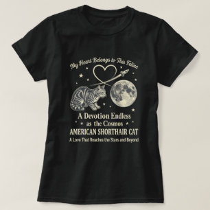 Kosmische Amerikaans Korthaar Kat Ruimte Kunst T-shirt