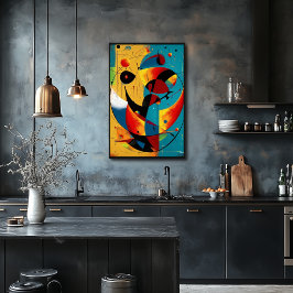 Kosmische baanabstractie in turquoise en mandarijn poster