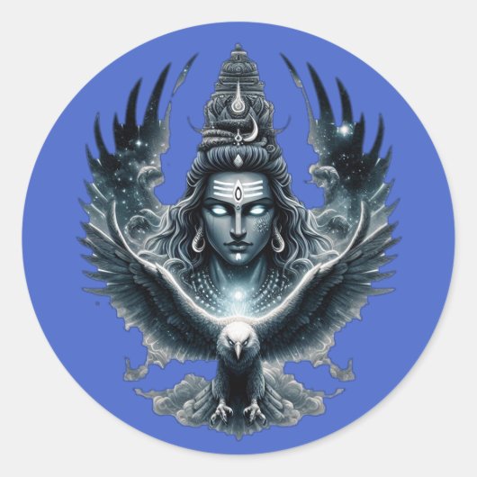 Kosmische Balans: Shiva & de Adelaarskrypt Ronde Sticker (Voorkant)