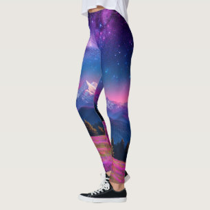 Kosmische Berg Neon Melkweg Natuur Fantasie Leggings
