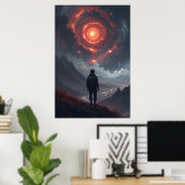 Kosmische Beschouwing Vuurwervel Poster (Thuiskantoor)