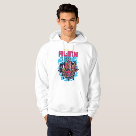 Kosmische Bezoeker: Het Buitenaardse Ontwerp Hoodie (Voorkant volledig)