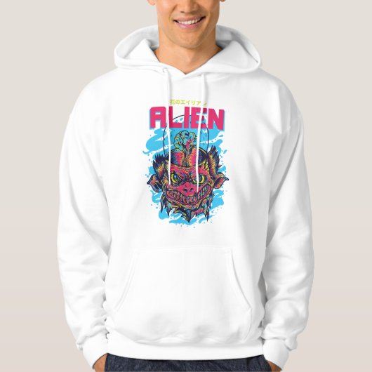 Kosmische Bezoeker: Het Buitenaardse Ontwerp Hoodie (Voorkant)