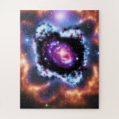 Kosmische blauwe paarse galactische objecten in de legpuzzel (Verticaal)