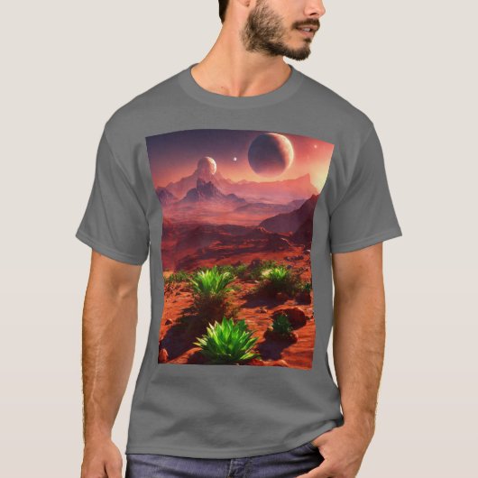 Kosmische bloei: Planeet van Planten T-shirt (Voorkant)