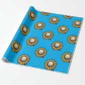 Kosmische Bloem Blauw Cadeaupapier (Uitgerold)