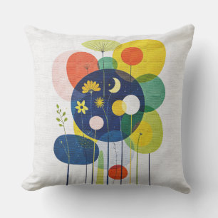 Kosmische Bloem Midde Eeuw Modern Boho Abstract Buitenkussen