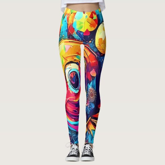 Kosmische bloemenfusie leggings (Voorkant)