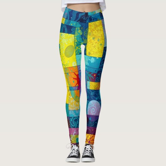 Kosmische bloementuin: Abstract mozaïek van dromen Leggings (Voorkant)