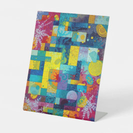 Kosmische bloementuin: Abstract mozaïek van dromen Reclamebord Met Voetstuk